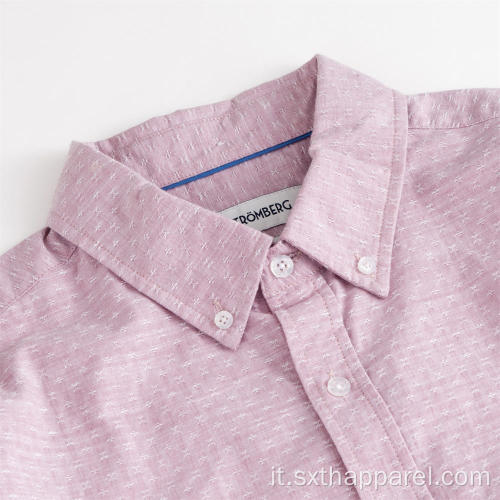 Camicia Dobby manica lunga da uomo rosa